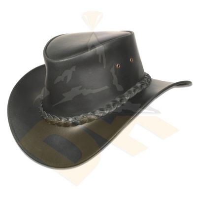Black Oily Split Leather Hat